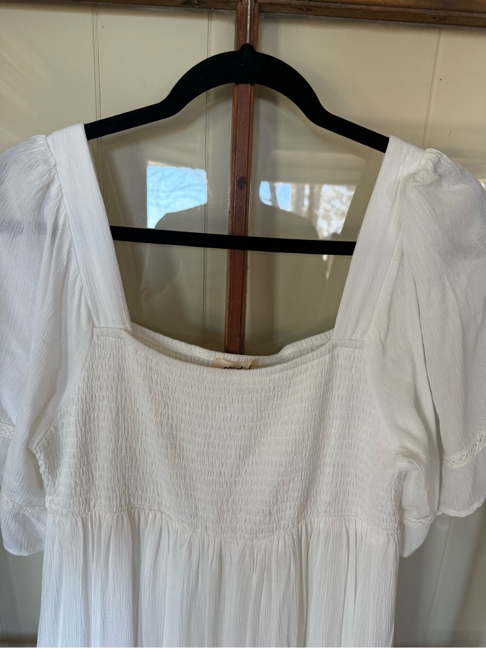 Listicle NWOT White Smocked Square Neck Tiered Maxi Dress Boho Bridal - Medium - Picture 6 of 8